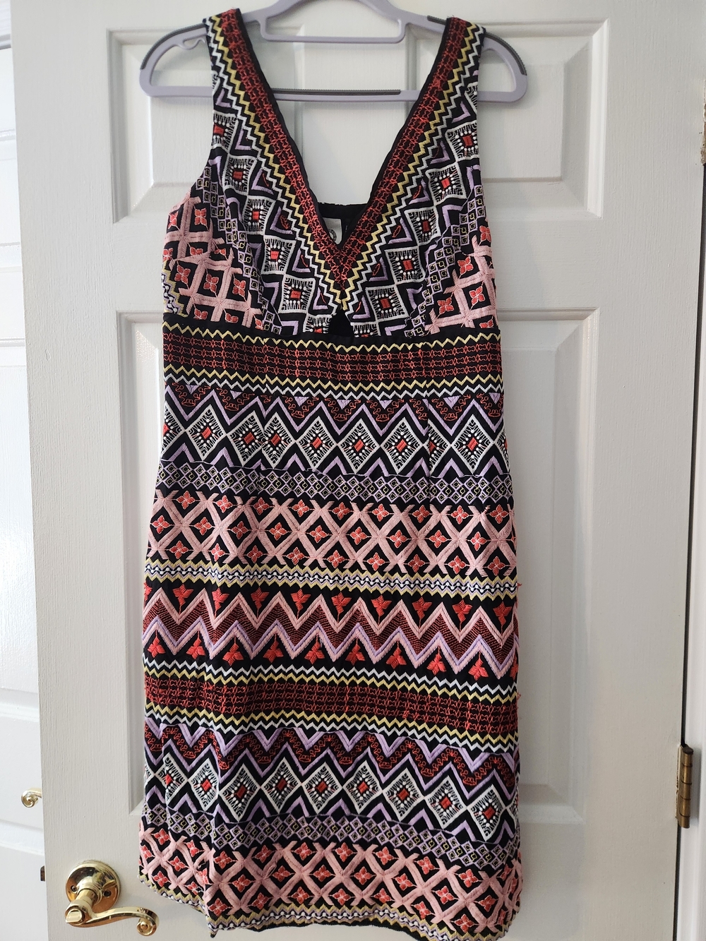 Akemi + Kin Anthropologie Women's Sleeveless V-Neck Embroidered Column Dress, 12